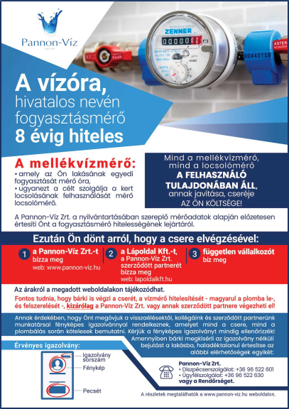 Mellékmérő csere tájékoztató Mellékmérő csere tájékoztató