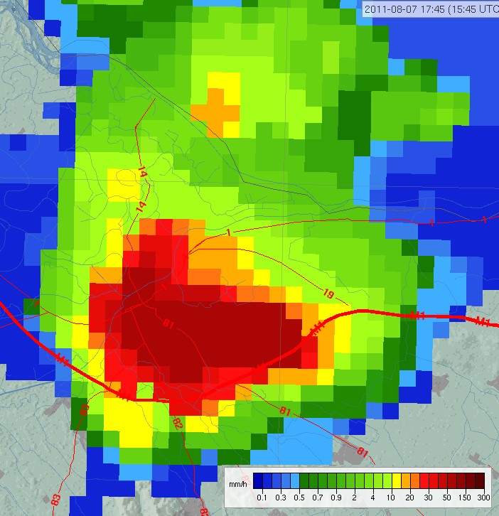 A zápor műhold felvétele