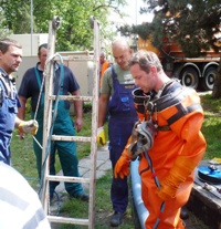 Csatornabúvár az Ady utcában Győrben