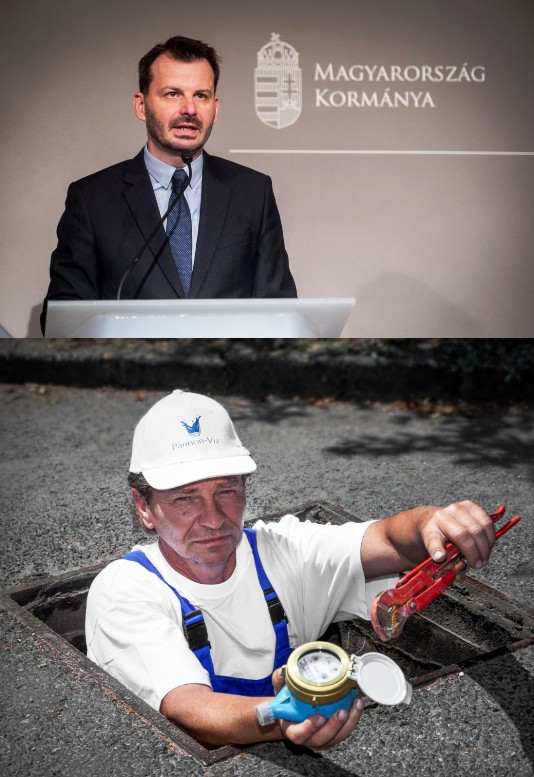 Fent Bartal Tamás helyettes államtitkár, lent Németh József vízhálózat szerelő